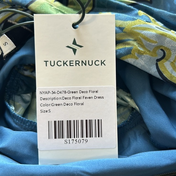 TUCKERNUCK Deco Floral Satin Faven Dress Green Deco Floral Midi Satin Sz S NEW - Picture 12 of 13